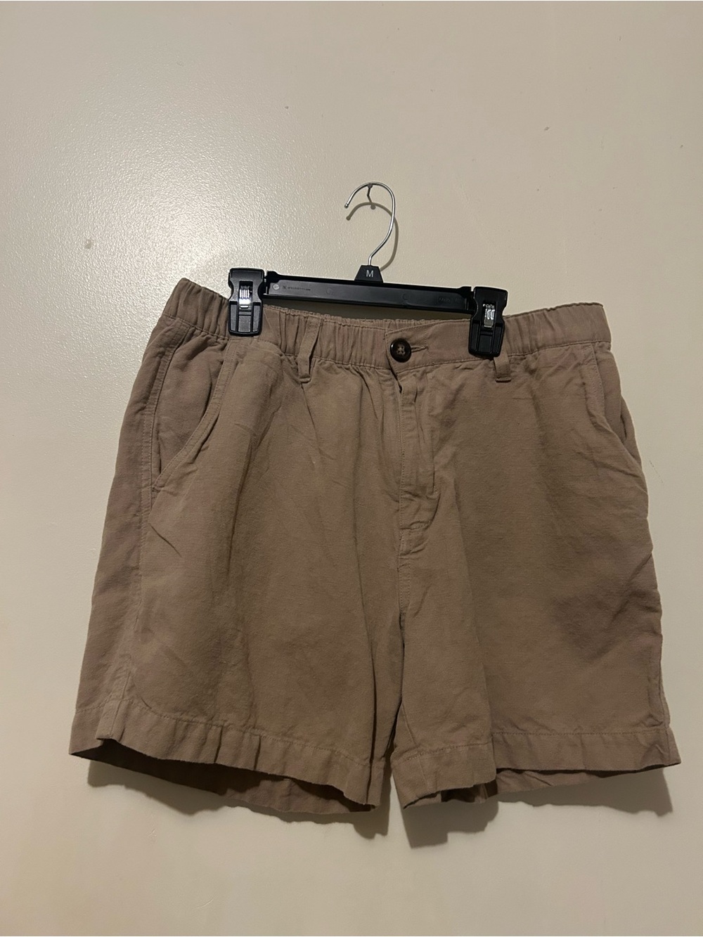 Chubbies Men’s Shorts M Tan Linen Cotton Elastic Waist Chinos Inseam 5.5